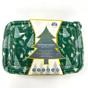 Cook With Color 6 Pk 5 Cup Printed Trees Holiday Cookies Food Storage Container